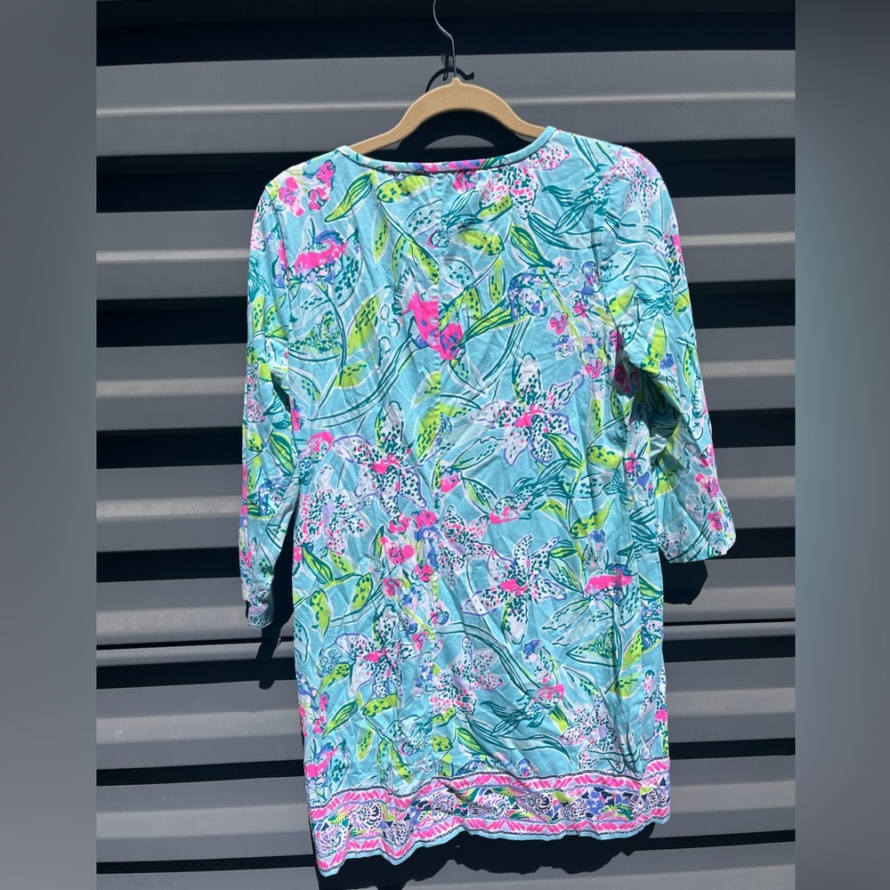 Lilly Pulitzer Tropical Floral Swim Cover-Up - Blue and Pink